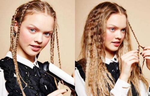 Как самостоятельно быстро и правильно делать кудри утюжком. Калифорнийские (ломаные) небрежные локоны 05