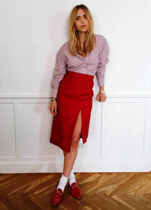 Красная юбка-карандаш: 10 стильных вариантов на каждый день 28 Красная юбка-карандаш: 10 стильных вариантов на каждый день 28