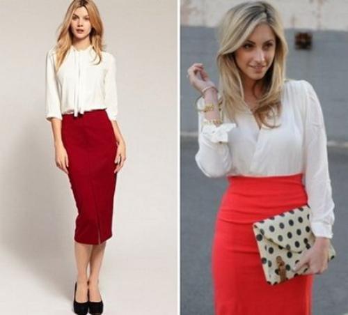 Красная юбка карандаш с чем носить. Образ с красной юбкой-карандаш