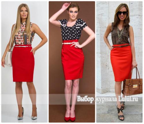 Можно ли носить красную юбку-карандаш с узорчатыми тканями. Блузка и красная юбка-карандаш