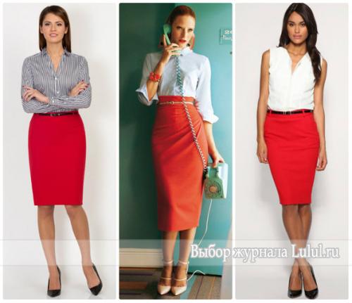Можно ли носить красную юбку-карандаш с узорчатыми тканями. Блузка и красная юбка-карандаш