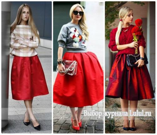 Как выбрать блузку или кофту к красной юбке для разных сезонов. Красная пышная юбка с чем носить?