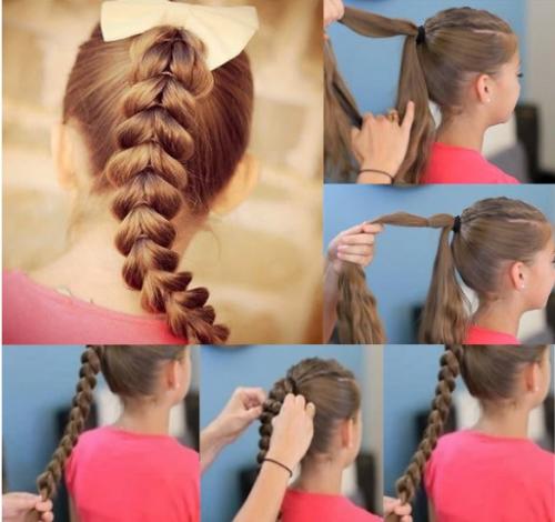 Воздушная коса с резинками. Косички с резинками: фото пошагово