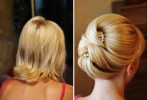 Объемные вечерние прически на короткие волосы. Укладка вечерняя на короткие волосы