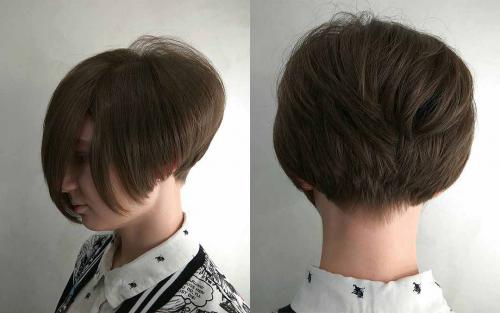 Короткие женские стрижки с удлинением сзади. Варианты стрижки боб для коротких волос: фото