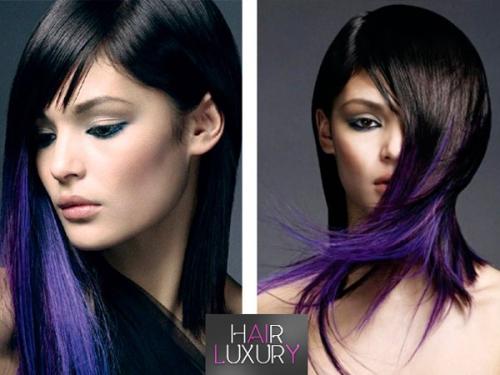 Цветные пряди на темных. Модные оттенки