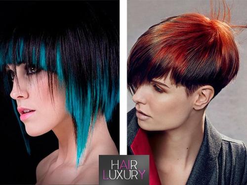 Цветные пряди на темных. Модные оттенки