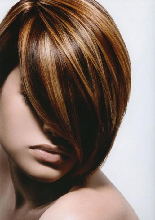 Цветные пряди на темных. Модные оттенки 15