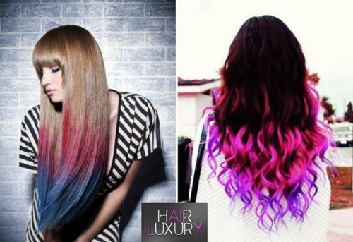 Цветные пряди на темных. Модные оттенки