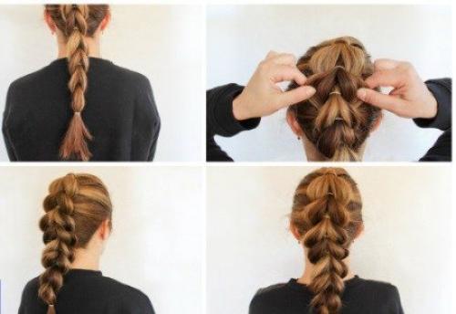 Коса из хвостиков с резинками. Коса с помощью резинок