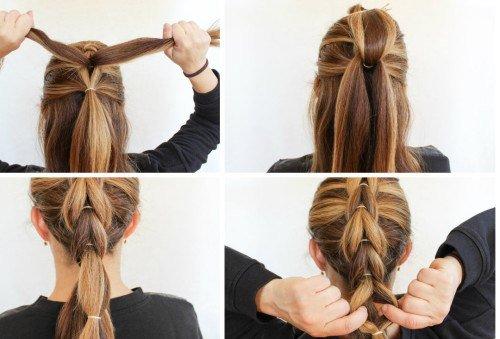 Коса из хвостиков с резинками. Коса с помощью резинок