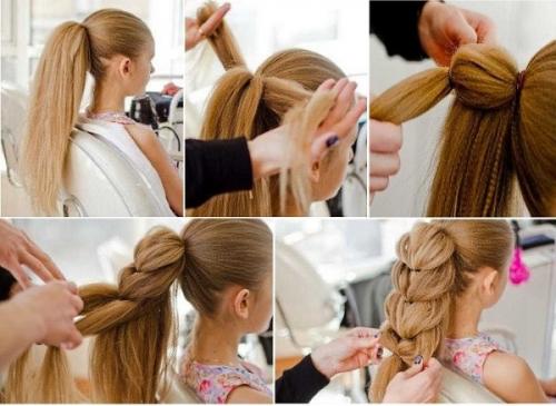 Косички с резинками для детей. Косичка из хвостиков с резинками пошагово с фото