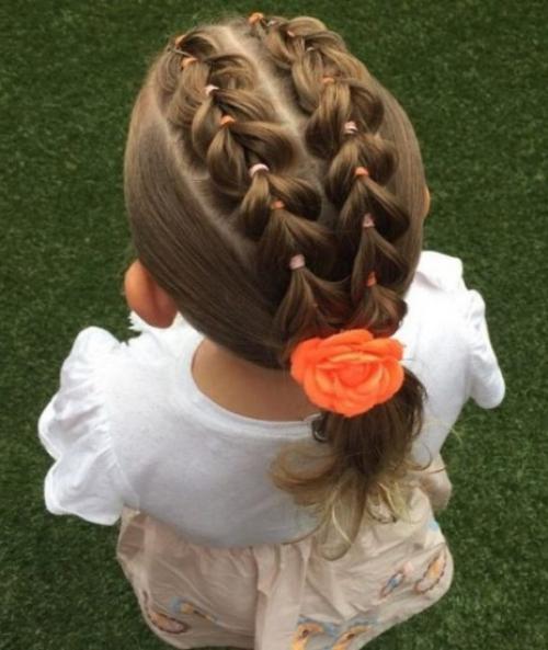 Косички с резинками для детей. Косичка из хвостиков с резинками пошагово с фото