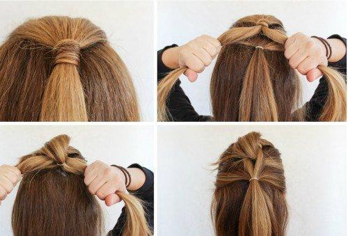 Коса из хвостиков с резинками. Коса с помощью резинок
