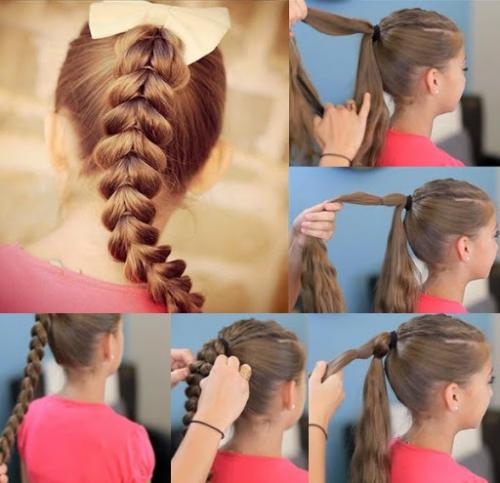 Косички с резинками для детей. Косичка из хвостиков с резинками пошагово с фото