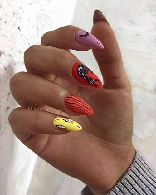 Яркий маникюр с рисунком. Яркий маникюр на длинные ногти: 100 фото, яркий дизайн ногтей