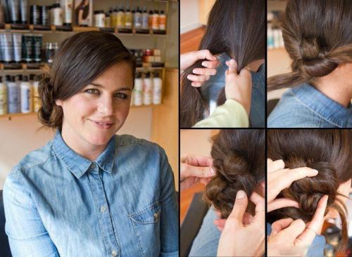 Небрежный пучок на средние волосы. Как сделать растрепанный пучок на голове?