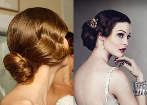 Прически на средние волосы с челкой на праздник. Вечерний вариант пучков