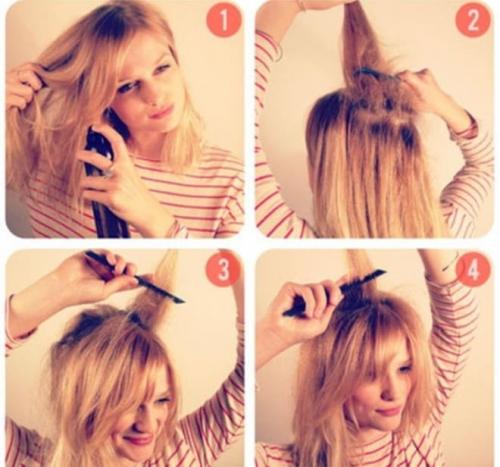 Простая прическа на средние волосы своими руками. Бабетта