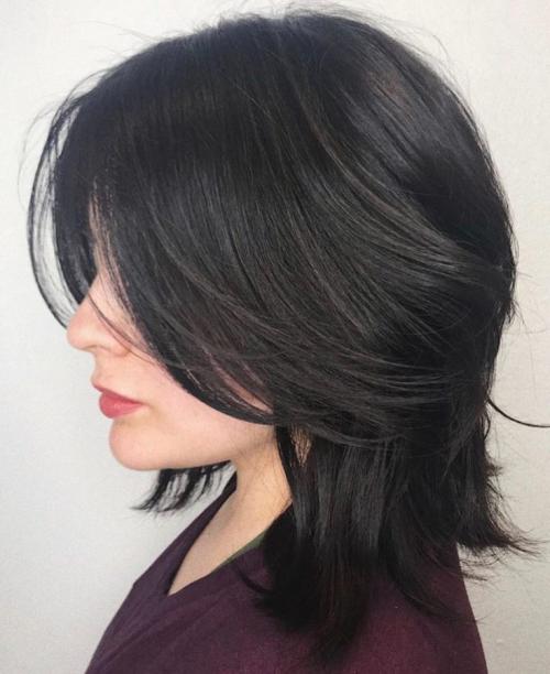 Каскадные стрижки средней длины. (+165 фото) Стрижка двойной каскад на темные волосы средней длины