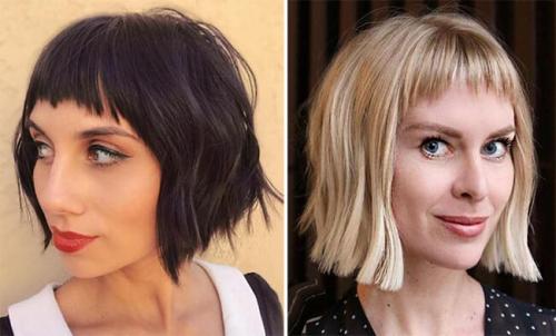 Градуированное каре с косой челкой. Градуированное каре с челкой