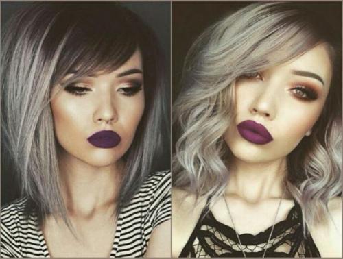 50 идей стрижки каре с косой челкой. Каре с косой челкой