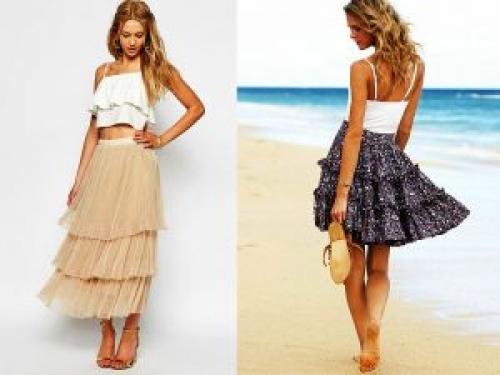 Длинные юбки с воланами. Какие вещи подобрать к юбке с воланами внизу