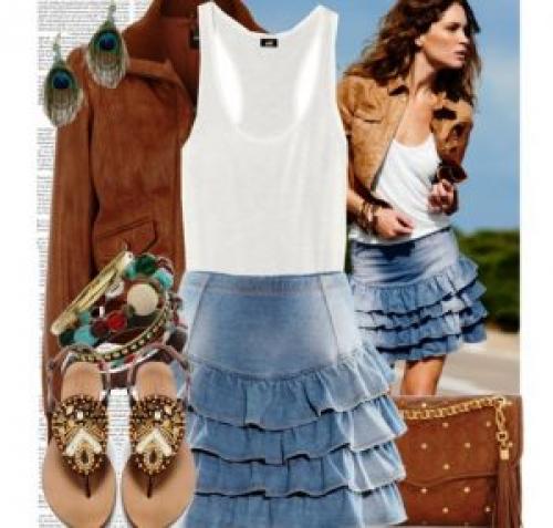 Длинные юбки с воланами. Какие вещи подобрать к юбке с воланами внизу