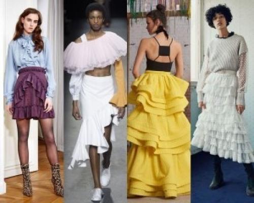 Длинные юбки с воланами. Какие вещи подобрать к юбке с воланами внизу 25