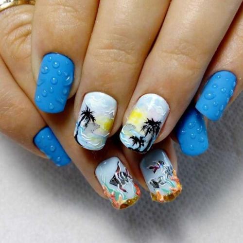 Маникюр на море — 125 фото новинок стильного, морского маникюра для отпуска. Обзор трендов сезона и новинок маникюра 2019-2020 года