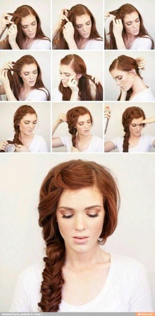 Как быстро можно сделать праздничную косу на бок. Плетение кос на бок