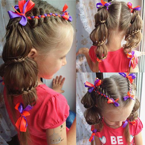 Длинные волосы прически на 1 сентября для первоклашек с бантами. Изумительные прически на 1 сентября: 20 вариантов с уроками