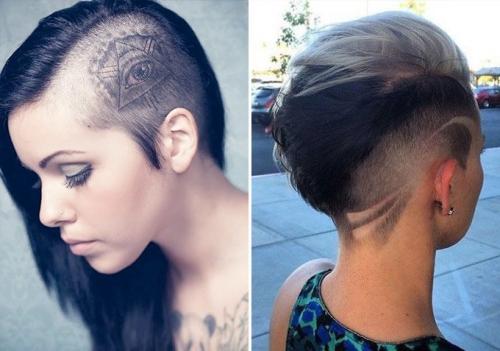 Стрижка с выбриванием висков женская. Женские стрижки с коротким виском