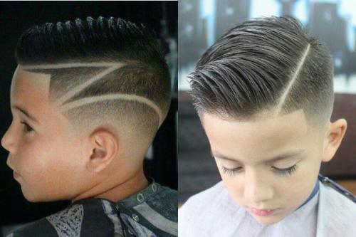 Мужская стрижка с рисунком молния. Молния на голове у мальчиков. Фото, как состричь машинкой