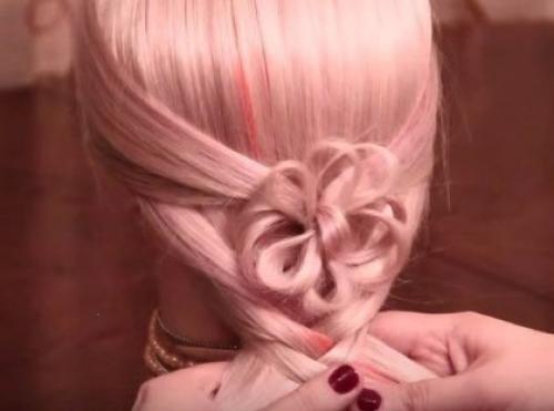 Праздничная коса с цветами? 06