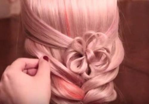 Праздничная коса с цветами? 07