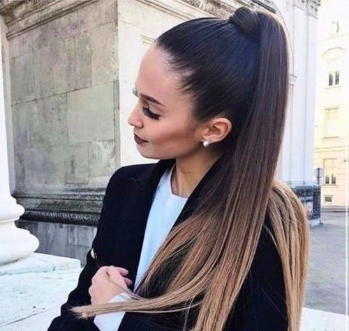 Высокий хвост. Высокий гладкий или пушистый хвост снова в моде. 01