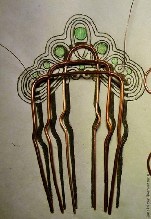 Гребень для волос. Мы делаем гребень для волос в технике Wire Wrap.