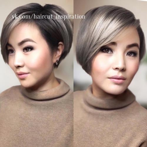 Стрижка короткий боб отлично подходит для волос любого типа, а контрастный переход в окрашивании позволяет сделать прическу более объемной. 01