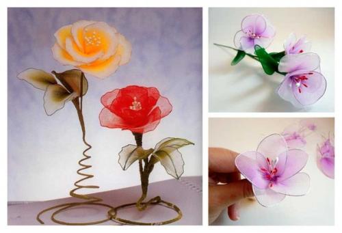 Канзаши - цветы из ткани. 01