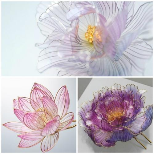 Канзаши - цветы из ткани. 02