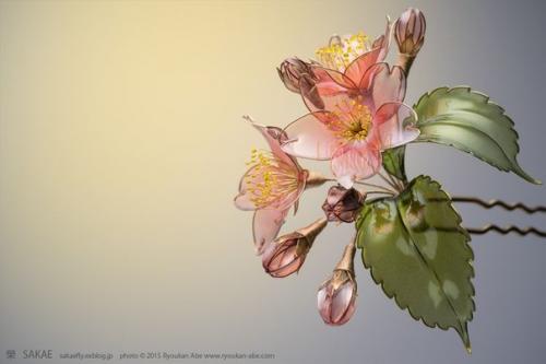 Канзаши - цветы из ткани. 04