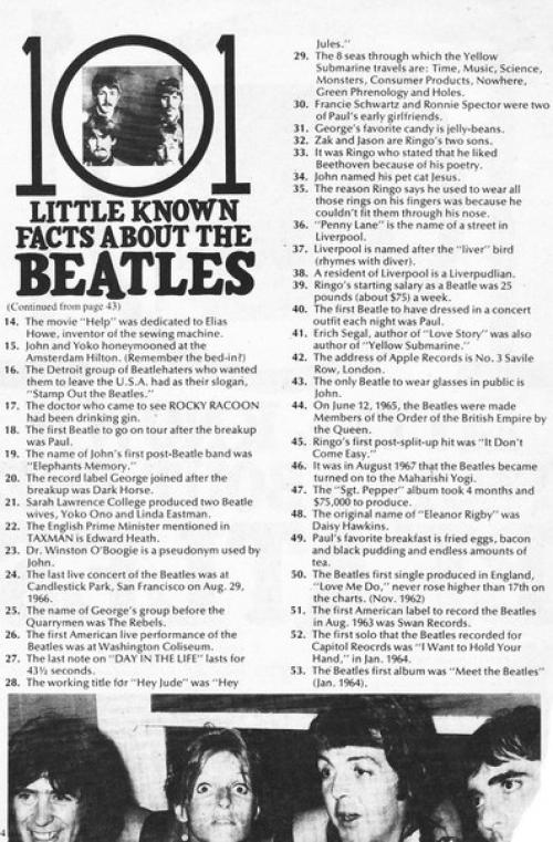 101 малоизвестный факт о The Beatles: 01 101 малоизвестный факт о The Beatles: 01