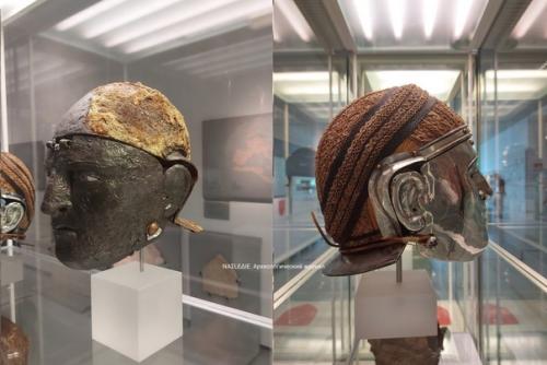 Римский кавалерийский шлем с лицевой маской, сделанной из железа и покрытой серебром. 01