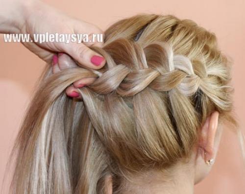 Французская коса вокруг головы. 07