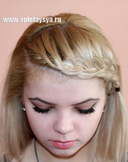 Французская коса вокруг головы. 05
