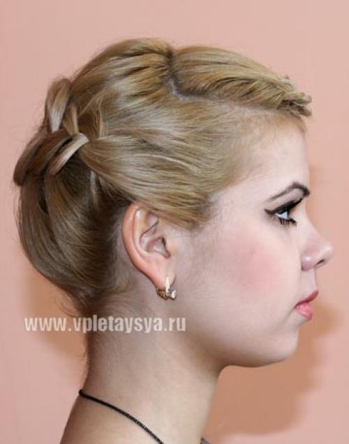 Французская коса вокруг головы. 09
