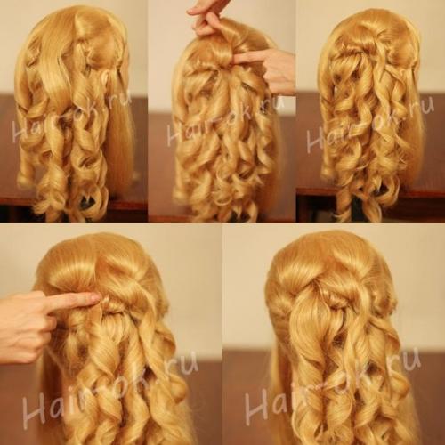 Прическа с каскадными локонами на бок. 04 Прическа с каскадными локонами на бок. 04