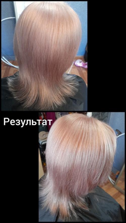 Стрижка каскад, окрашивание в 1 тон (без обессвечивания), закрасили седину. 01