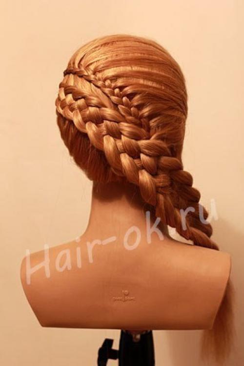 Объемная коса на длинные волосы. 06